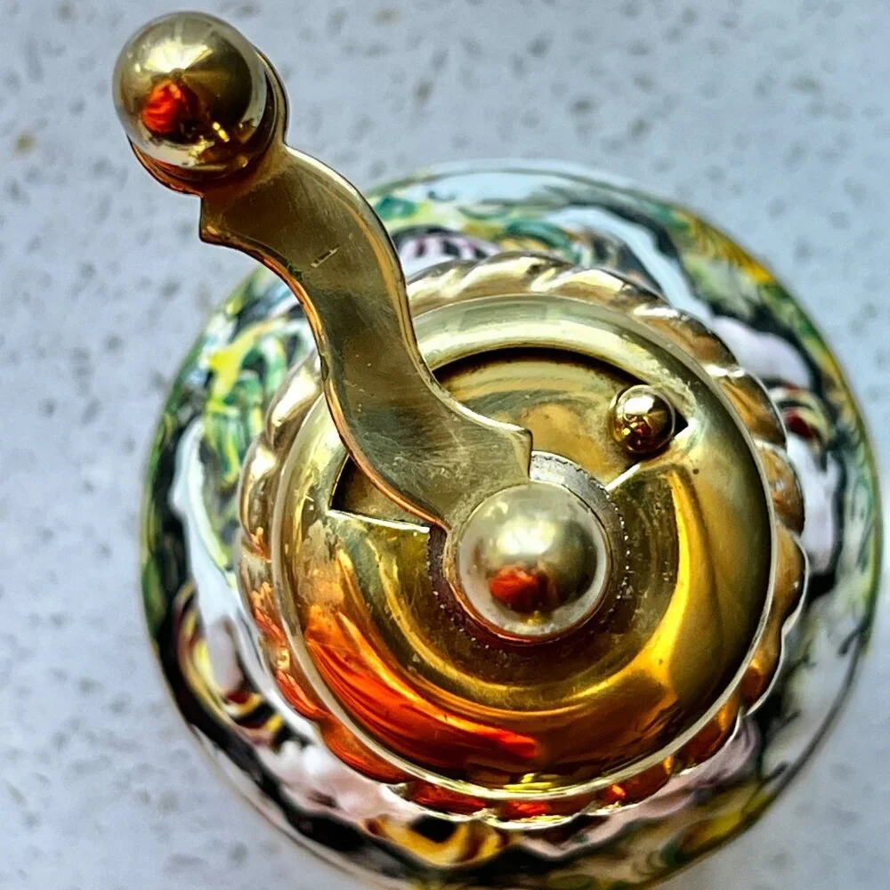 Capodimonte Ceramic & Brass Salt Shaker & Pepper Mill